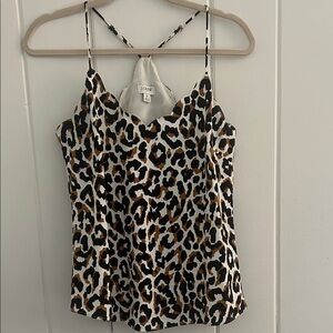 J. Crew Leopard Print Spaghetti-Strap Cami in White, Brown, Black